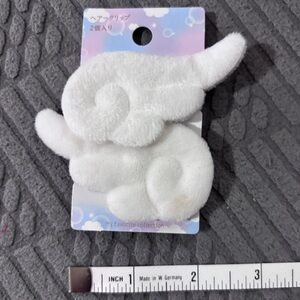 Plush White Angel Wing Hair Clips - Set of 2